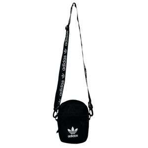 Adidas Originals Festival Crossbody Bag Black White Trefoil Logo Spellout Strap